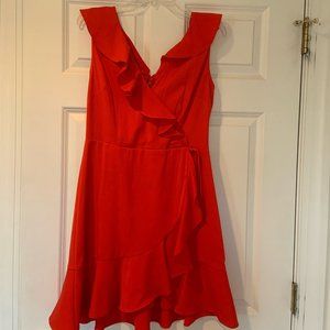 J.O.A. Red Ruffle Neckline Sleeveless Dress Size Medium
